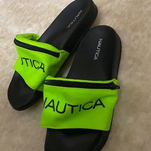 Nautica Neon green slides !!